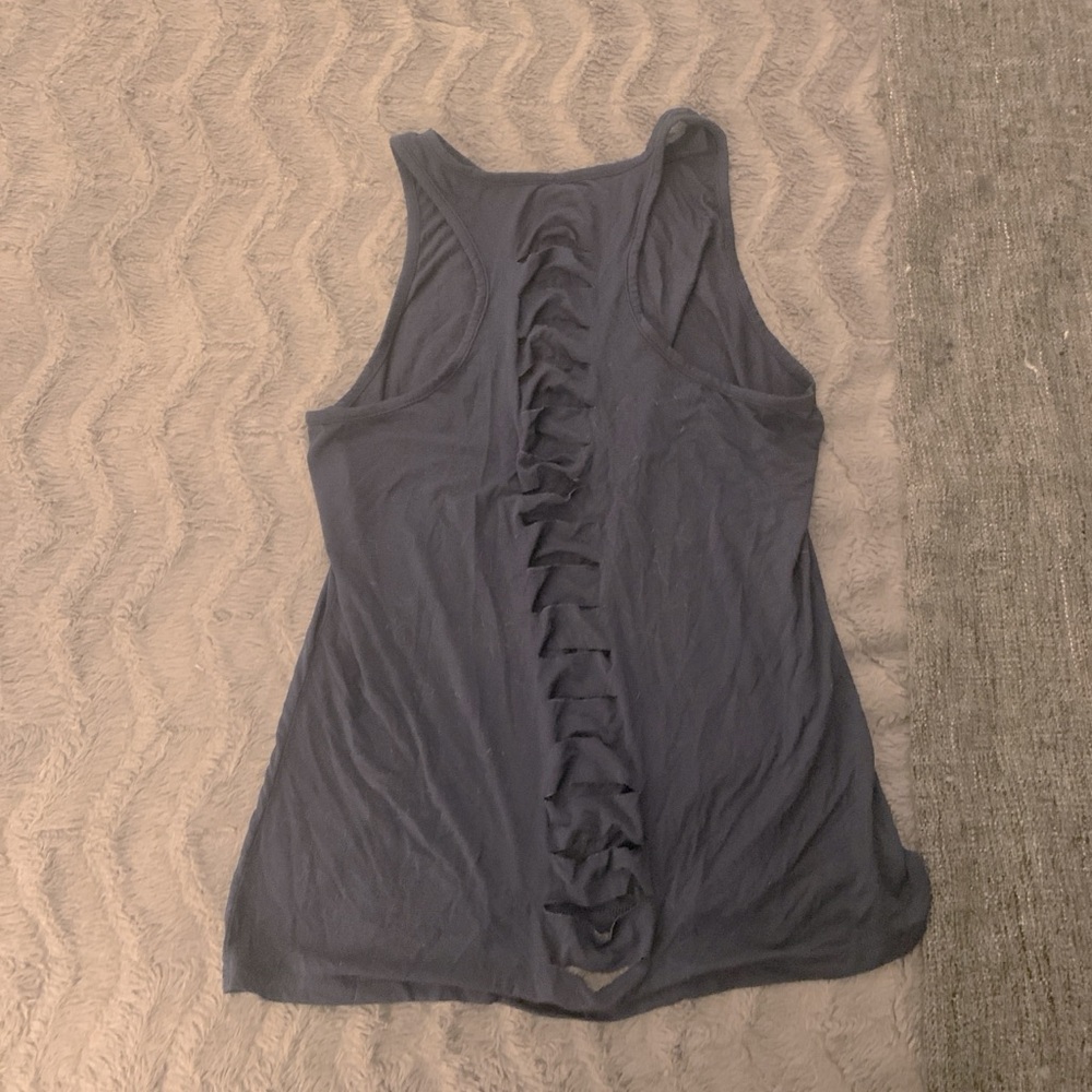 Navy blue tank top with back cut out details M